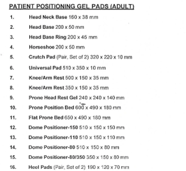 Galaxy India Patient Position Silica Gel Pad
